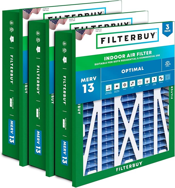 Filterbuy 20x20x5 Air Filter MERV 13 Optimal Smoke & Allergy Defense,