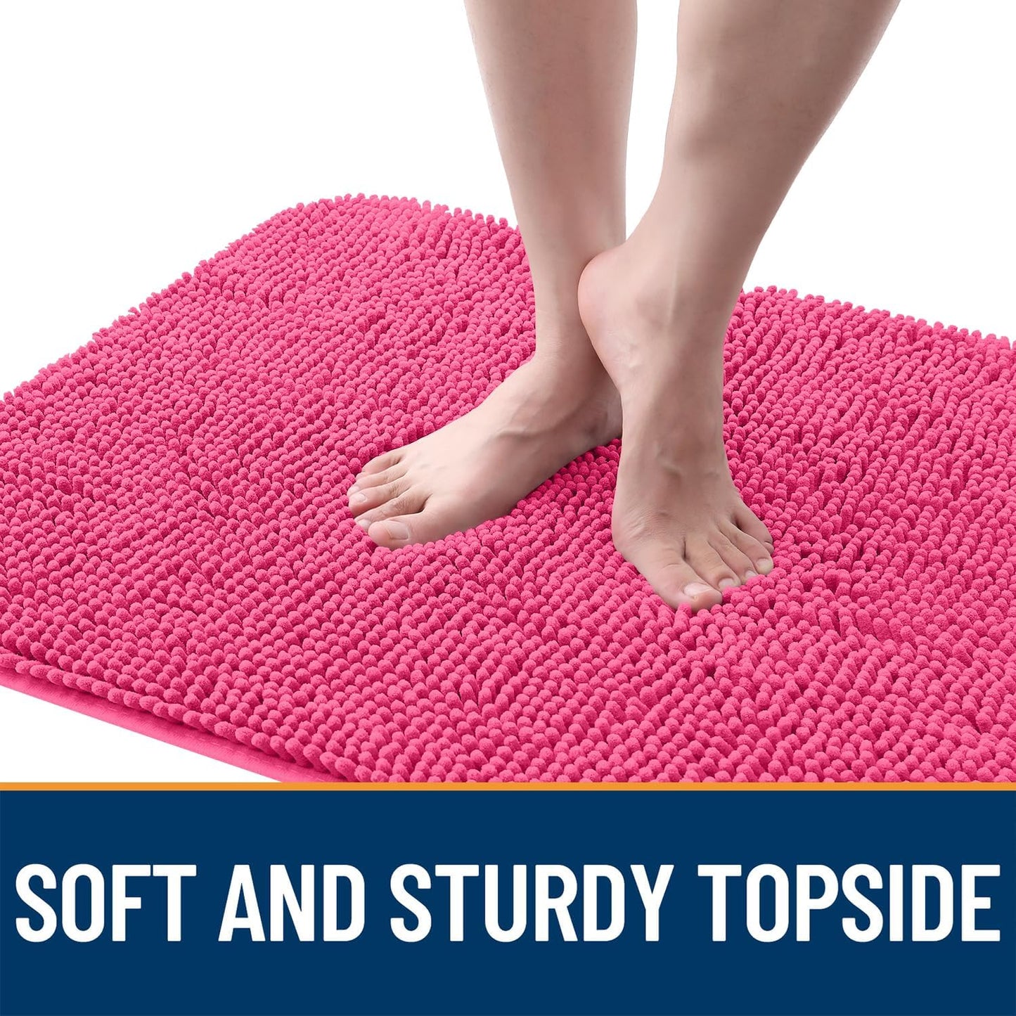 OLANLY Dog Door Mat for Muddy Paws 70x24, Absorbs Moisture and Dirt, Absorbent Non-Slip Washable Doormat, Quick Dry Chenille Mud Mat for Dogs, Entry Indoor Entryway Carpet for Inside Floor, Hot Pink