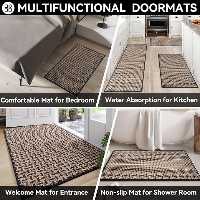 Indoor Door Mat Dirt 36x60 Resistant and Absorbent, Non-Slip Rubber Backing