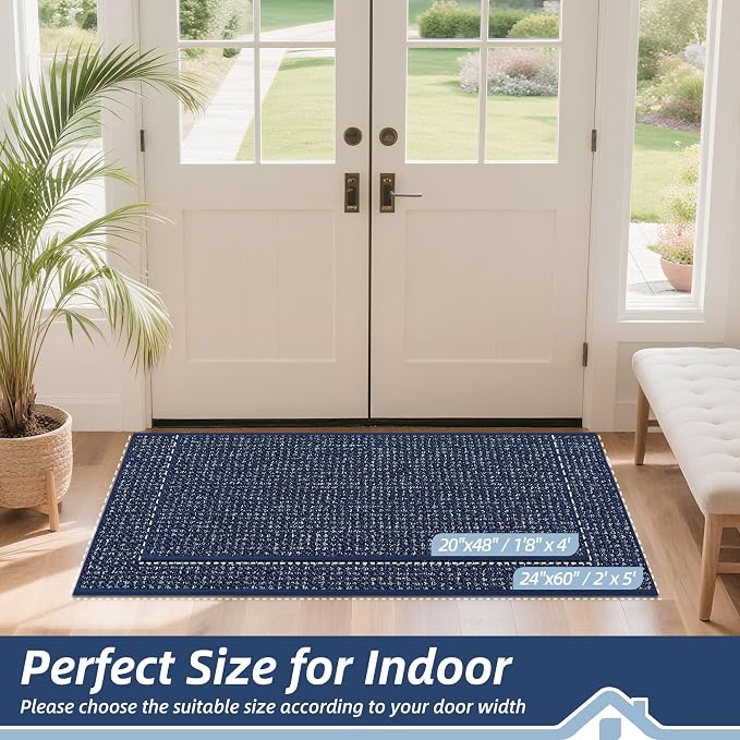 BEQHAUSE Dirt Trapper Door Mat 20" x 48", Non-Slip Washable Doormats Entrance
