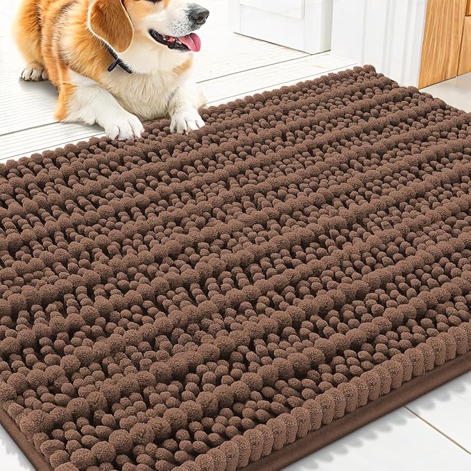 Smiry Dog Door Mat for Muddy Paws 30x20, Absorbent Dirt Trapper, Non-Slip