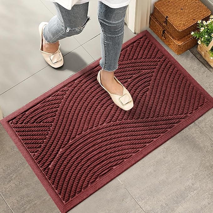 HIYARD Sturdy Front Door Mat, Absorbent Muddy Dirt Resist Welcome Door Mats