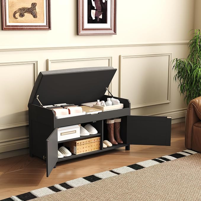 HOMEFORT 30" Shoe Bench with Lift Top Storage, Entryway Bench with Cushioned
