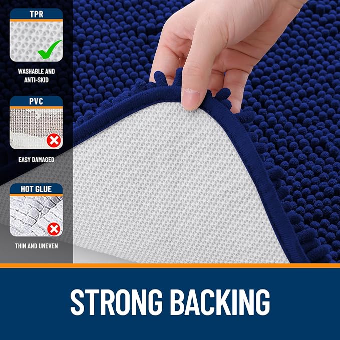OLANLY Bathroom Rugs 35x24, Extra Soft Absorbent Chenille Bath Rugs, Rubber