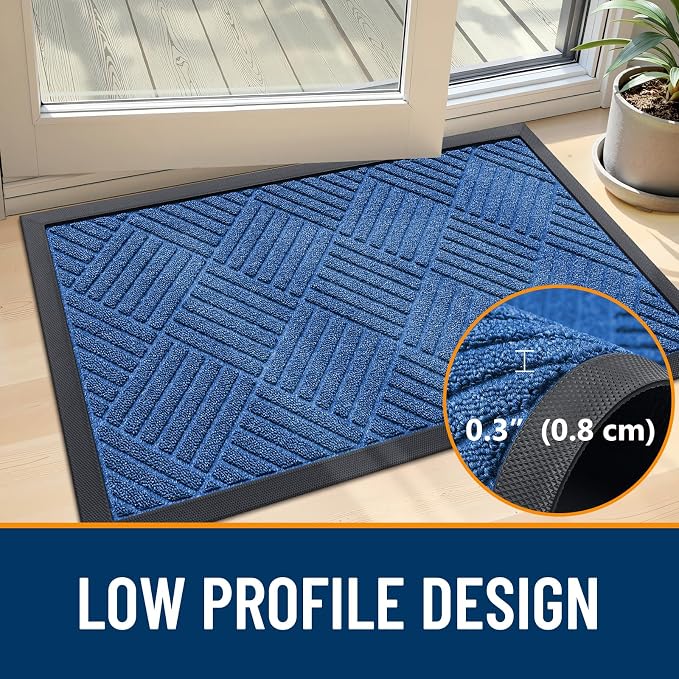 OLANLY Front Door Mat Outside Entrance 47x23, Heavy Duty Sturdy Natural Rubber