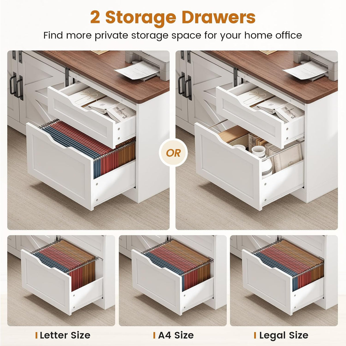 SEDETA Farmhouse 55 inch L Shaped Standing Desk with Storage Drawers