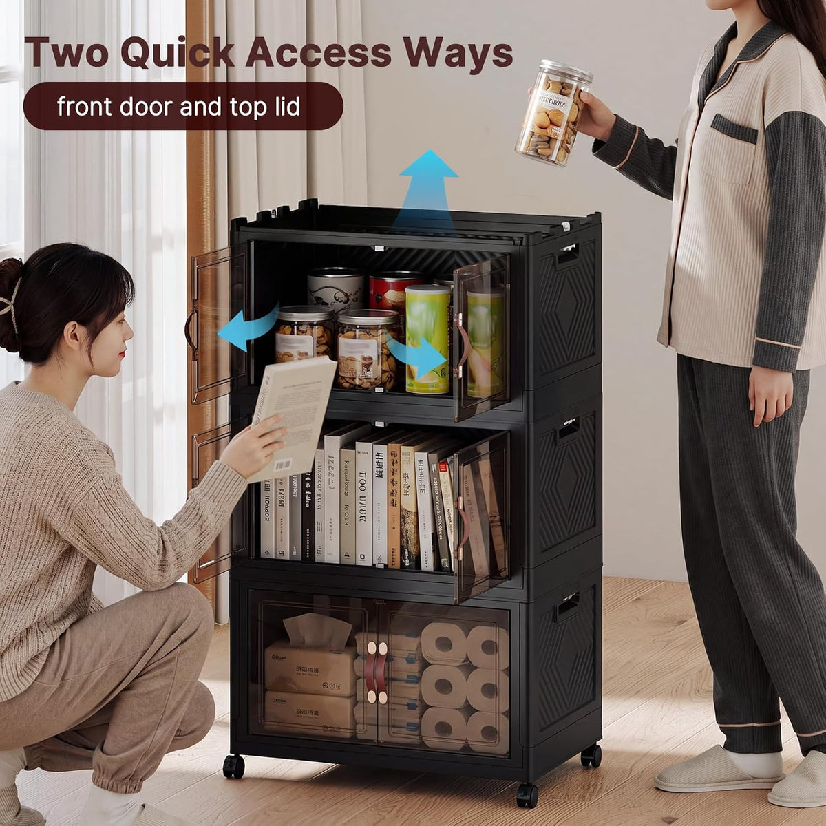 UAMFURI Stackable Storage Bins, 480QT Collapsible Drawers with 1 Lid