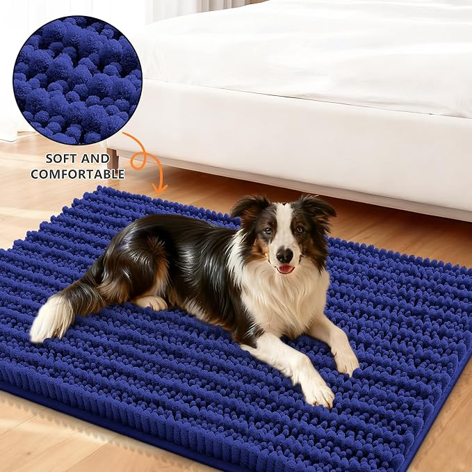 Smiry Dog Door Mat for Muddy Paws 47x24, Absorbent Dirt Trapper, Non-Slip