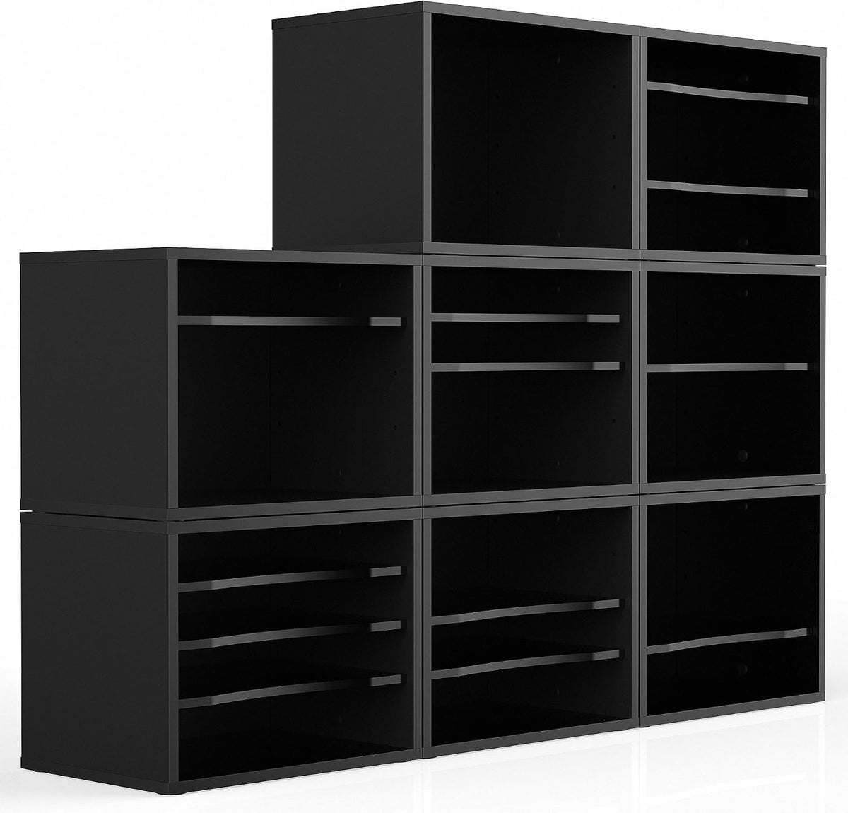 FITUEYES Wood Desk Paper Organizer for Home Office, Black