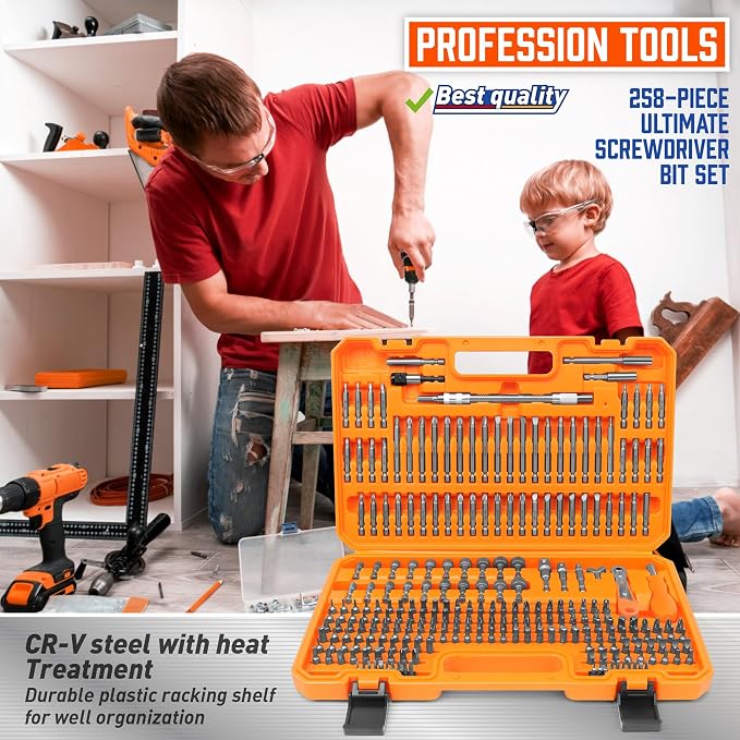 Amartisan 258-Piece Ultimate Screwdriver Bit Set, Chrome Vanadium Steel Driver