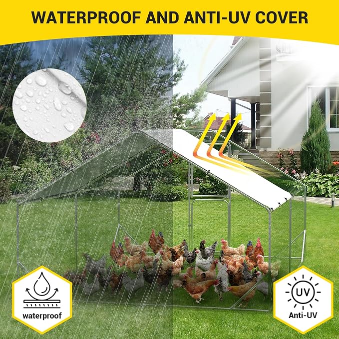 9.8X13.1x6.6FT, Large Walk in Chicken Run Pen Cage, Metal Coop Clearance