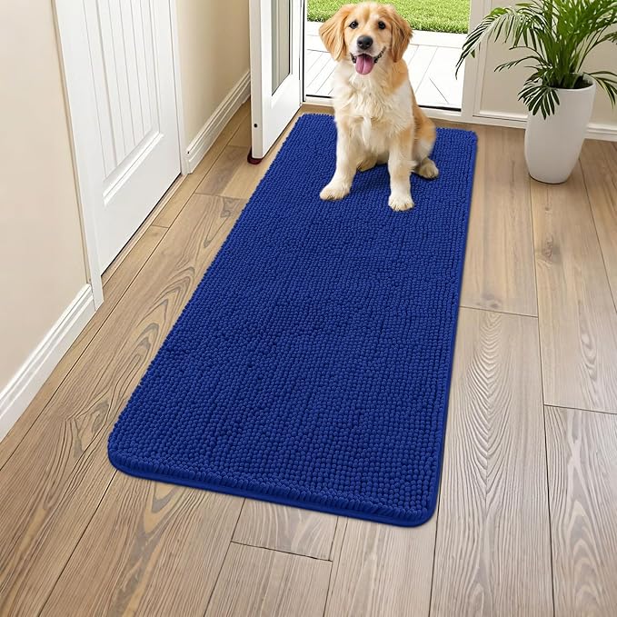 Smiry Dog Door Mat for Muddy Paws 47x24, Absorbent Dirt Trapper, Non-Slip