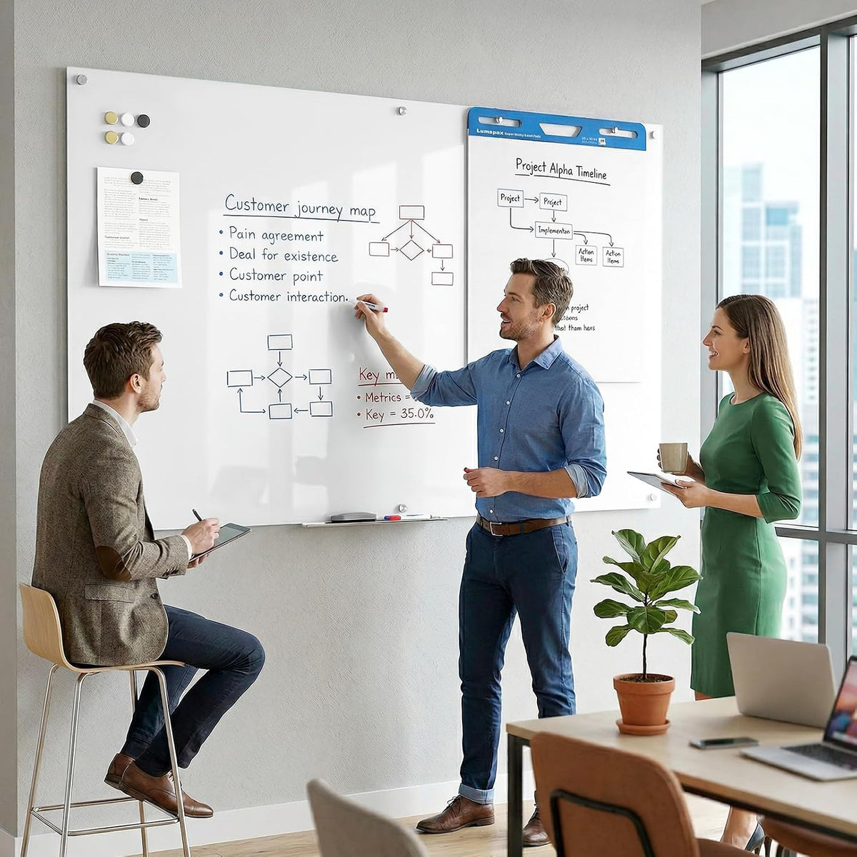 Large Glass Whiteboard, Enhanced Magnetism Glass Dry Erase Board for Wall, 72" x 48" Magnetic Pure White Tempered Glass Board, 6' x 4' Big White Board for Home, Office