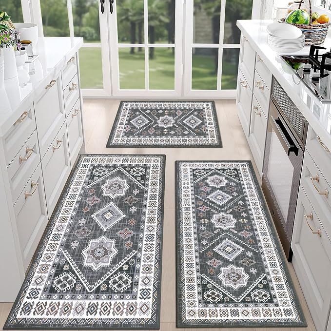 HEBE Boho Kitchen Rug Sets 3 Piece
