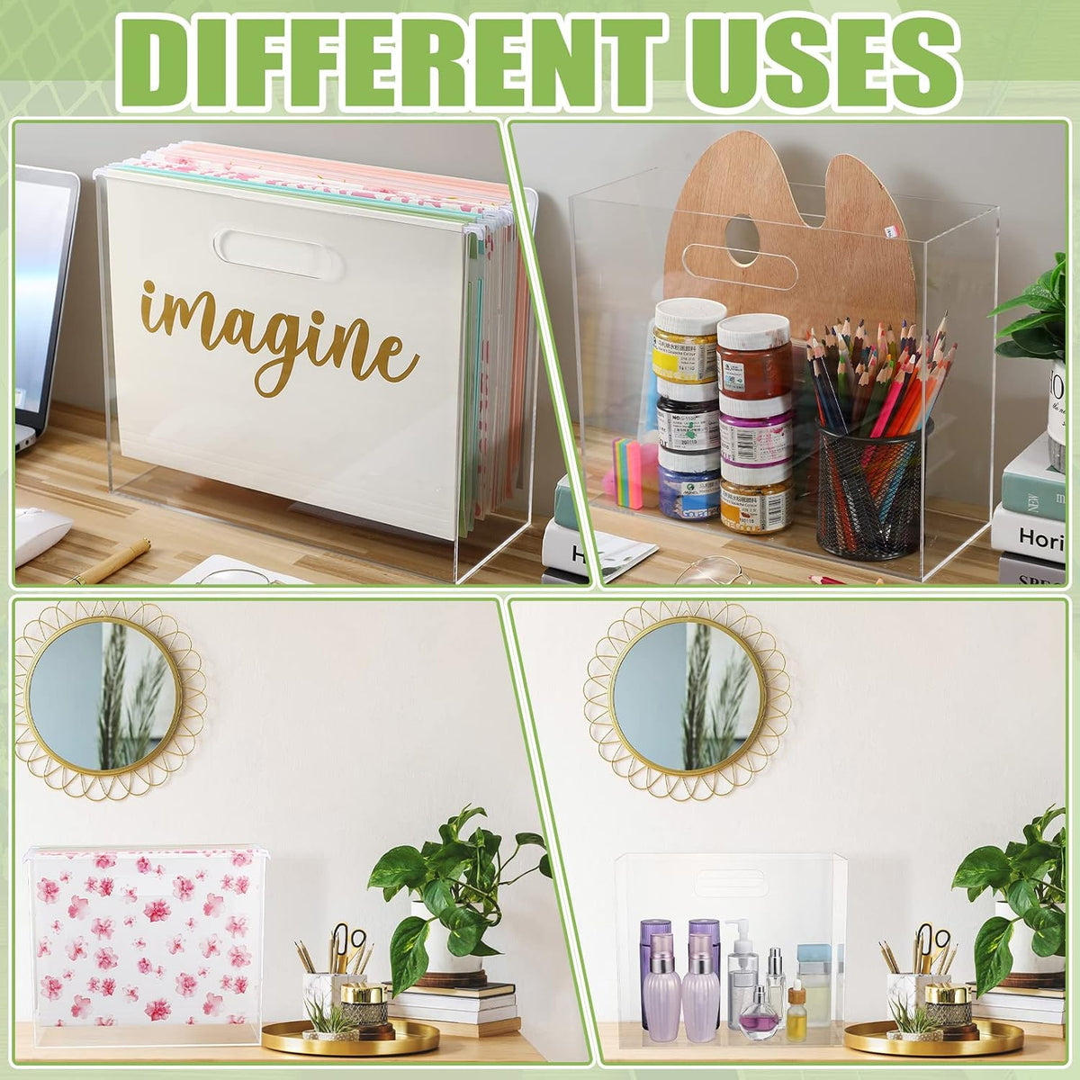 Sintuff Hanging File Organizer Box, Acrylic File Folder Organizer