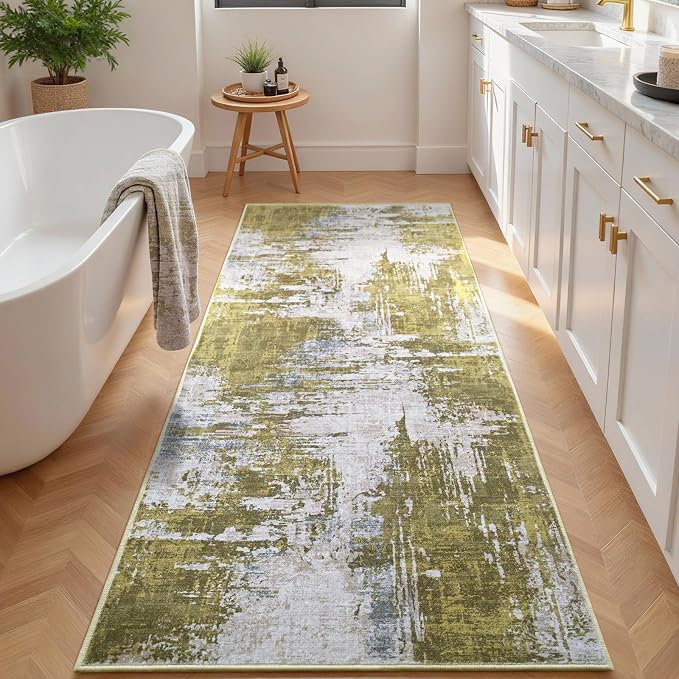 2x6 Sage Green Rug Runners for Hallways Kitchen Runner Rug Non Slip Washable