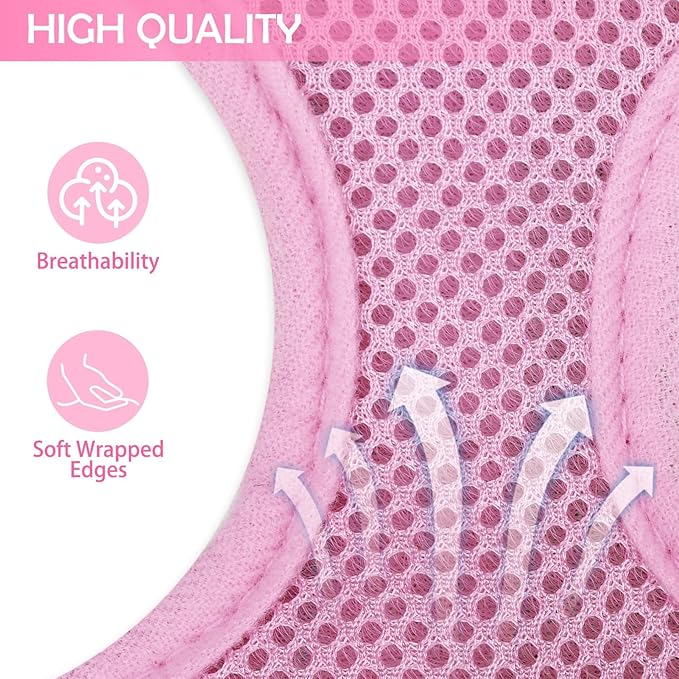 SCENEREAL Puppy Dog Harness with Leash Set for Small Medium Sized Dogs, Soft Mesh Pet Harnesses and Leash, No Chock Plaid Adjustable No Pull Vest for Dogs Cats, Chihuahua,Bulldog (Pink XS)