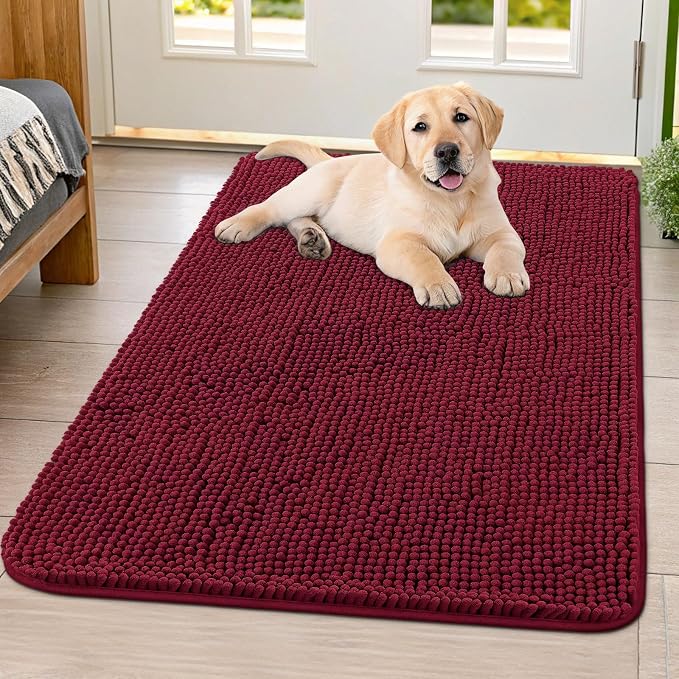 Smiry Dog Door Mat for Muddy Paws 40x32, Absorbent Dirt Trapper, Non-Slip