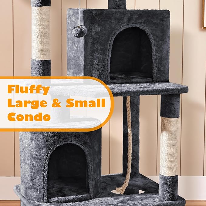 Topeakmart Multi Level Cat Tree, Cat Tower for Indoor Cats with 2 Condos & 2 Perches & Scratching Post, Cat Bed Furniture for Play