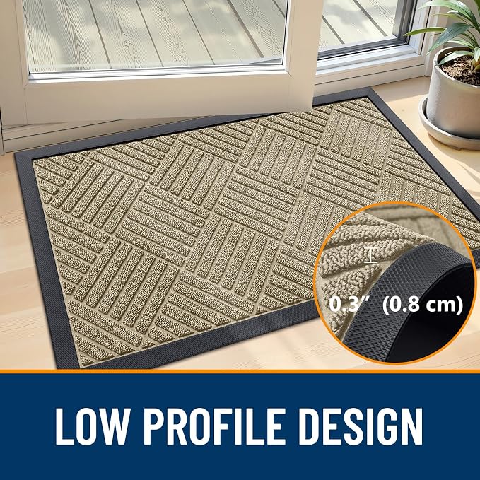 OLANLY Front Door Mat Outside Entrance 29.5x17, Heavy Duty Sturdy Natural