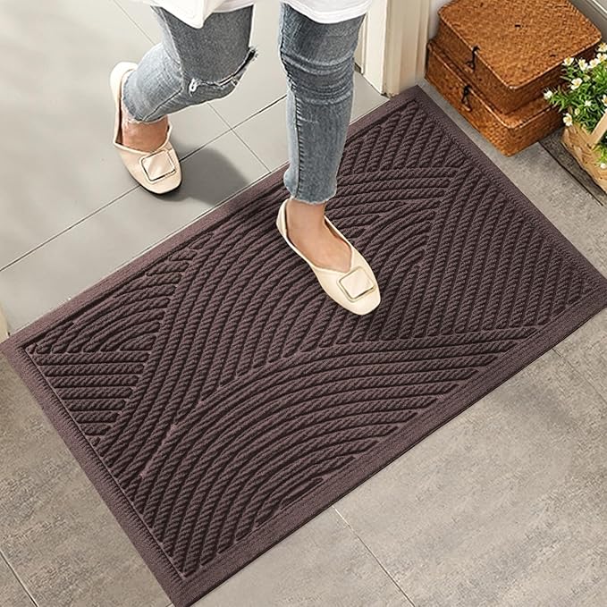 HIYARD Sturdy Front Door Mat, Absorbent Muddy Dirt Resist Welcome Door Mats