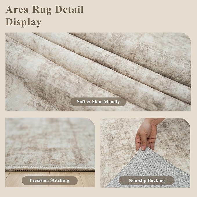 12x15 Area Rug for Living Room – Extra Large Modern Neutral Abstract Washable