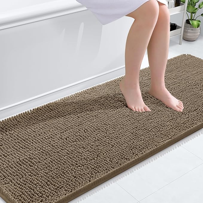 OLANLY Bathroom Runner Rugs 70x24, Extra Soft Absorbent Chenille Bath Rugs