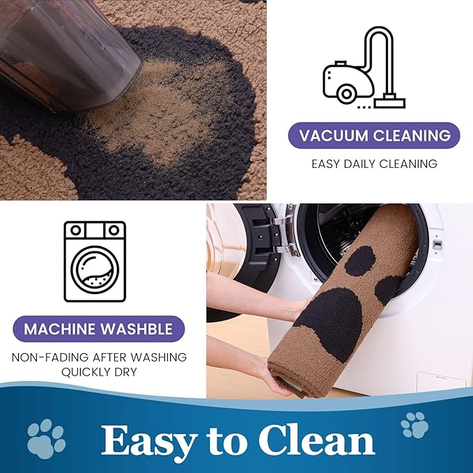 Buganda Dog Door Mat for Muddy Paws, Absorbent Dirt Trapper Washable Indoor Doormats, Non Slip Low-Profile Mud Mat for Dogs, Front Entrance Doormat for Inside Floor (48x30 Inches, Camel and Black)