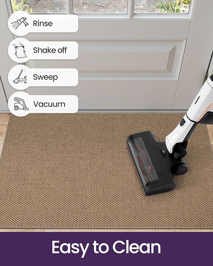 DEXI Ultra Thin Door Mat Indoor Entrance 32x48, Non Slip Rubber Backed Entryway