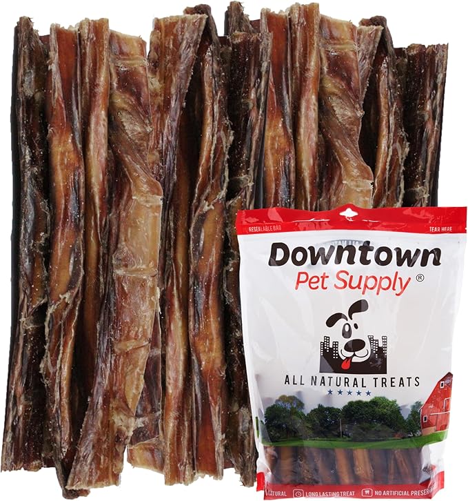Downtown Pet Supply USA Sourced Bully Sticks for Dogs - Grass-fed Beef Chews, Low-Odor & Rawhide-Free, Long Lasting Dog Treats - Healthy, Safe & Delicious Chews (12" 10 Pack)