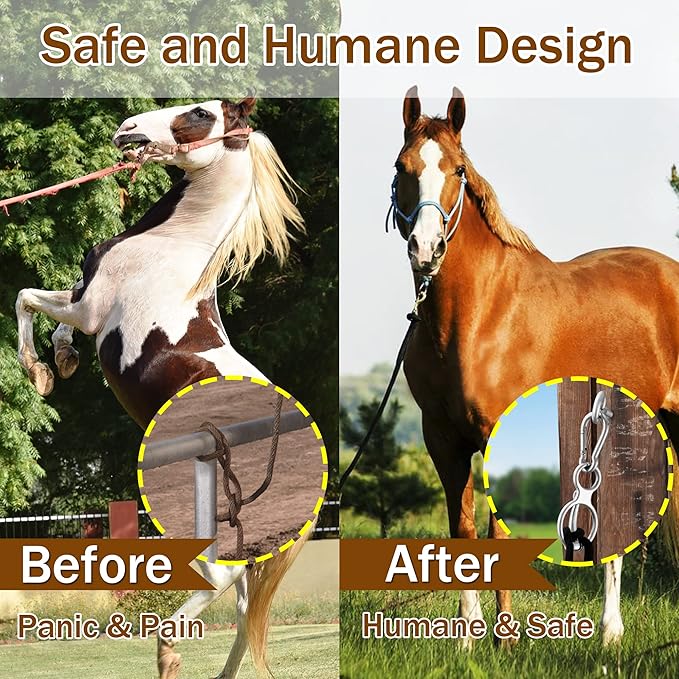 Horse Tie Ring, Safe Tie Horse Supplies, Humane Way Tie Ring, Magnetic Ring for Tying and Retracting, Helps Horse Pull Back and Releases Stress from The Horse