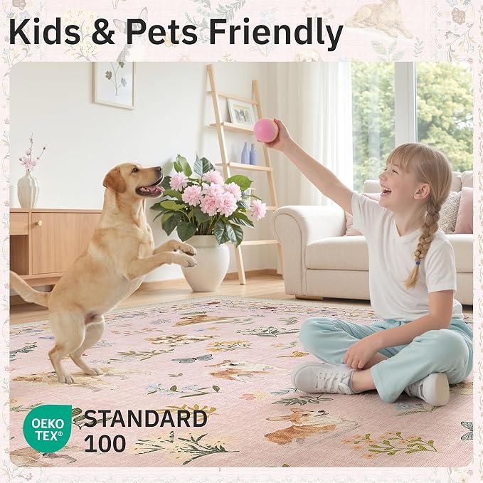Soalmost Dog 8x10 Pink Area Rugs
