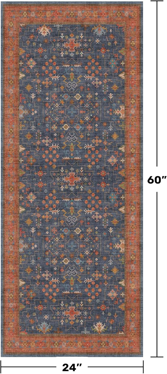 Hazo Haus Navy Blue Runner Rug 2x5