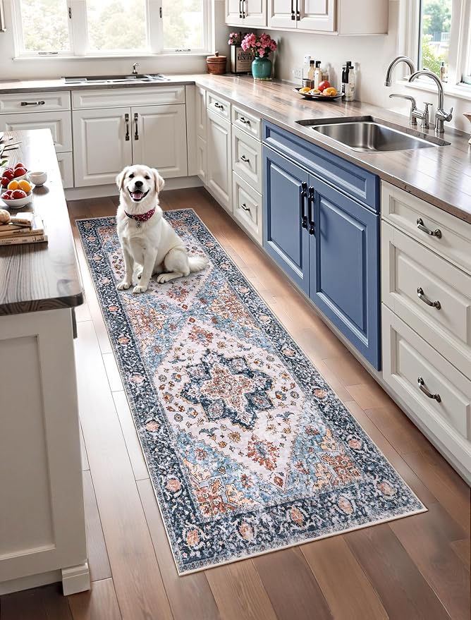 SERISSA Boho Kitchen Runner Rug, 3x7 Washable Non-Slip Runner Rug