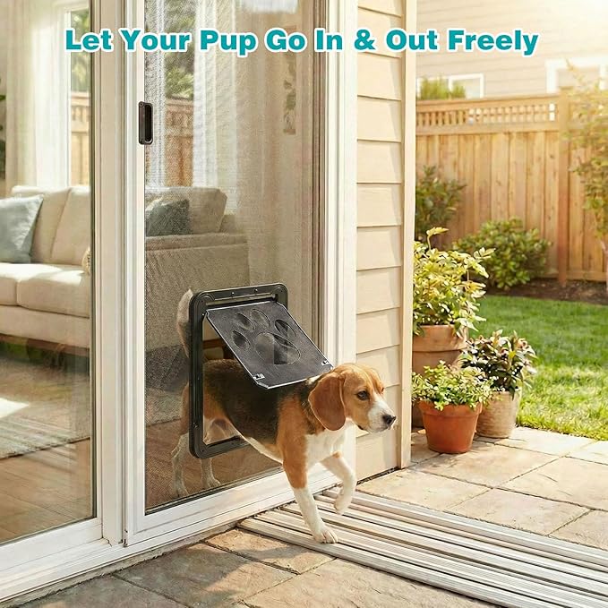 Ownpets Dog Screen Door, Inside Door Flap 12x14x0.4 Inch, Lockable Pet Screen Door, Magnetic Self-Closing Screen Door with Locking Function, Sturdy Screen Door for Dogs Cats