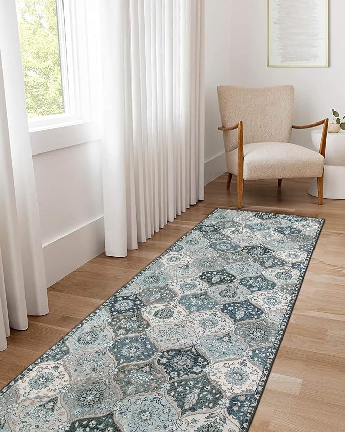 Lahome Moroccan Washable Runner Rug, Oriental Non-Slip Hallway Rug Carpet