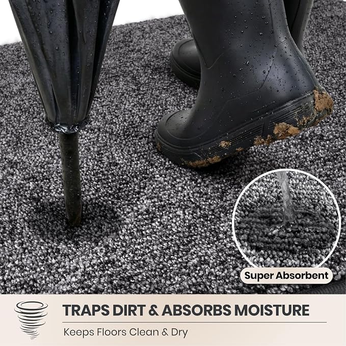 PURRUGS Dirt Trapping Door Mat 24" x 59", Non-Slip Machine Washable Entry Rug