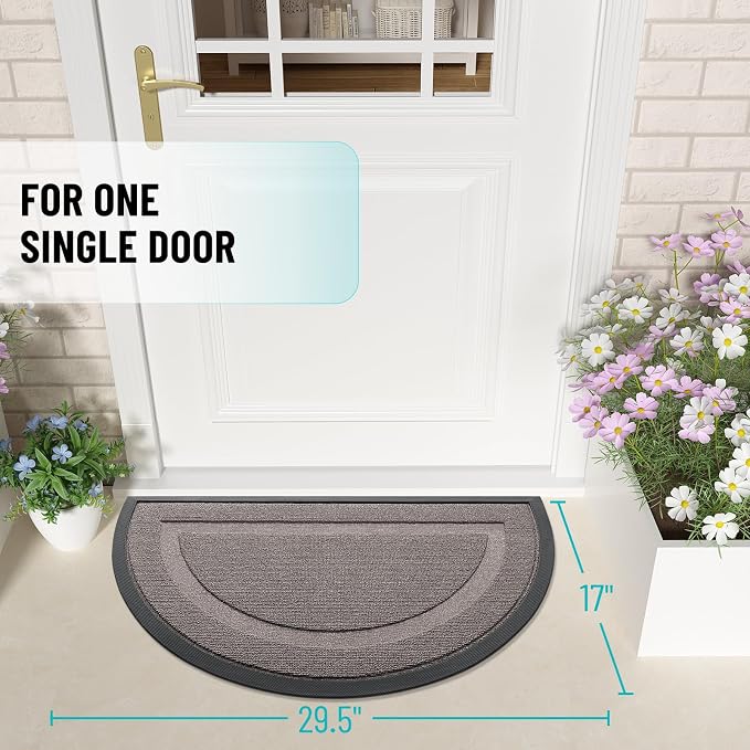 OLANLY Half Circle Door Mat Indoor Outdoor Entrance Welcome, Waterproof