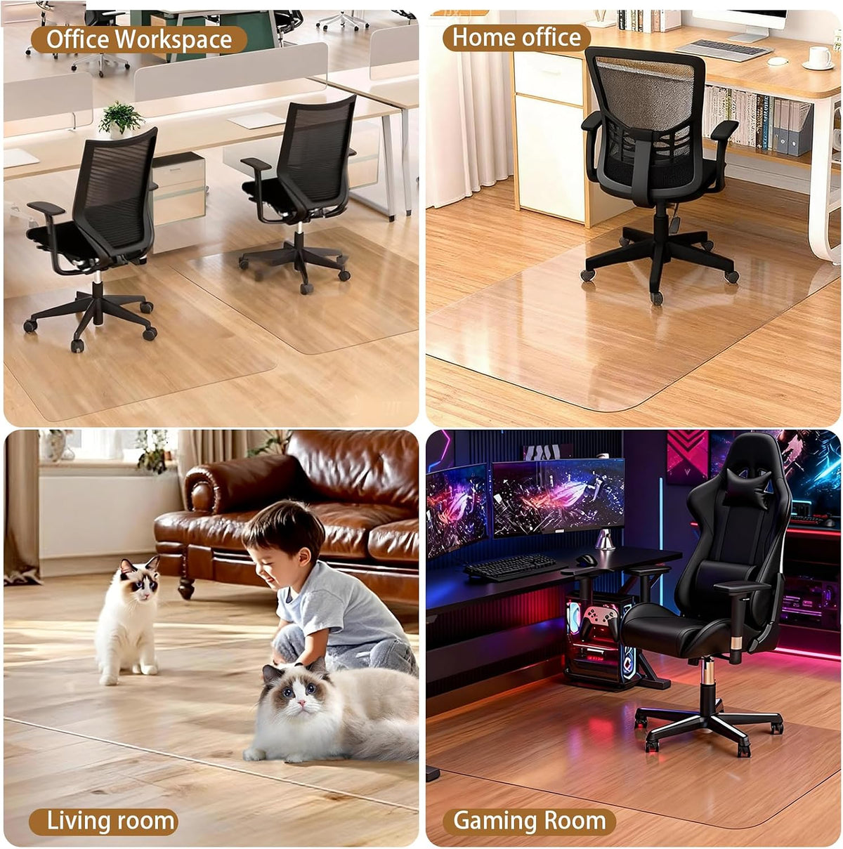 Clear Office Chair Mat for Hard Floors, Plastic Floor Protector for Chairs