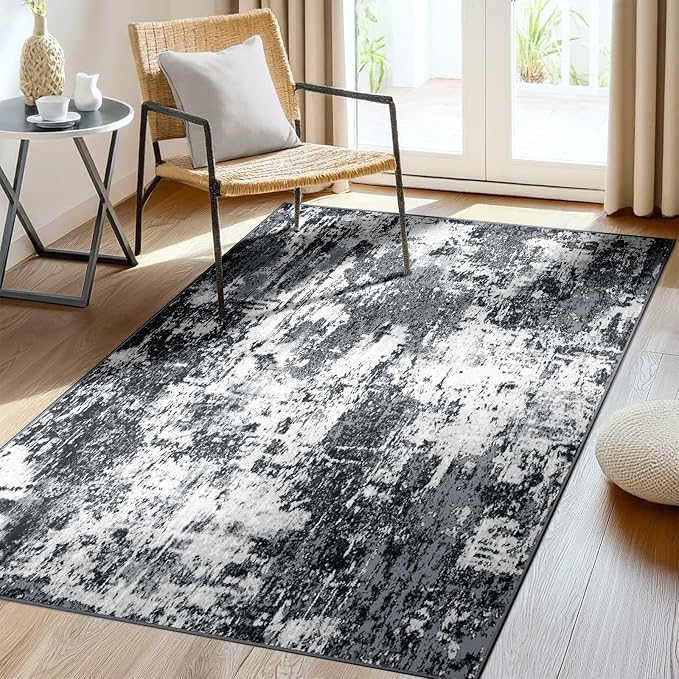 RELEANY Washable Area Rugs 4'x5' Non-Slip Modern Abstract Soft