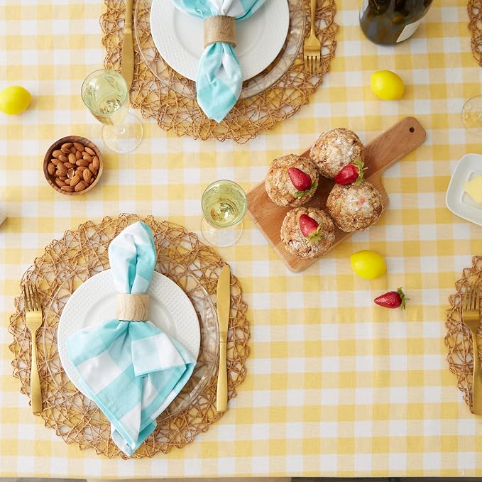 DII Checkered Tabletop Collection 100% Cotton, Machine Washable, Tablecloth