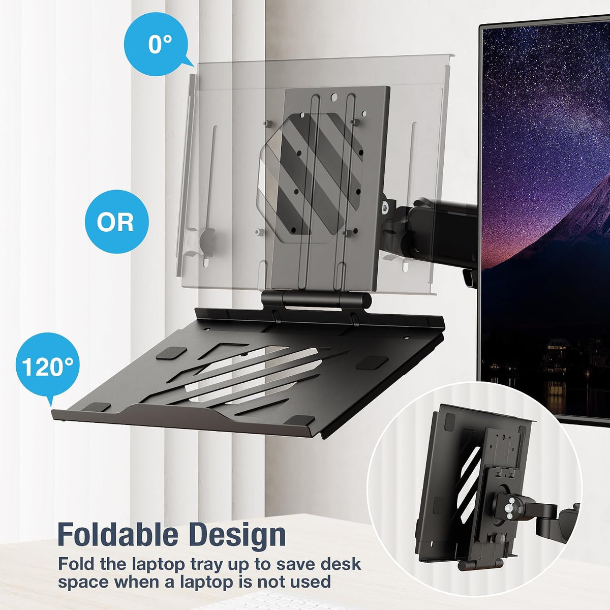 AVLT Adjustable Laptop Tray with Support for Fans Black (Fan Not Included)