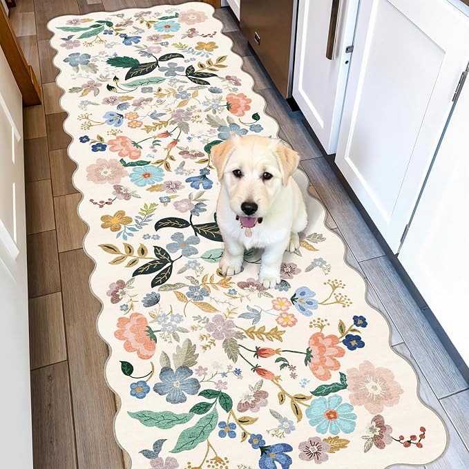 2x6 Washable Hallway Runner Rug: Floral Kitchen Rugs