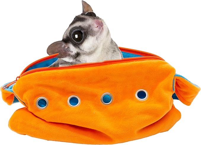 Meow&Woof Sugar Glider Bonding Pouch Small Pet Carrier Bag Sling with Strap Critter Cuddler for Gliders Ferret, Rat, Hedgehog, Hamster Outdoor-Orange