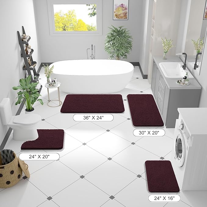 OLANLY Small Bathroom Rugs 24x16, Extra Soft Absorbent Chenille Bath Rugs