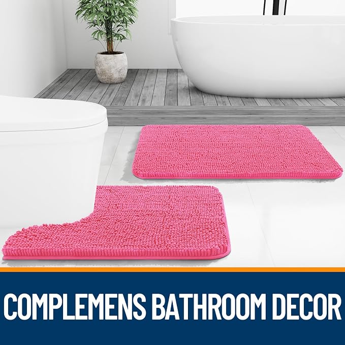 OLANLY Large Bathroom Rugs 70x46, Extra Soft Absorbent Chenille Bath Rugs