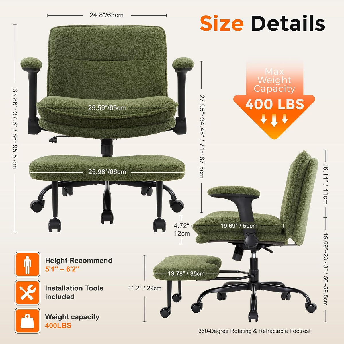 IWMH Cross Legged Office Chair with Flip-up Armrests for ADHD, Extra Wide