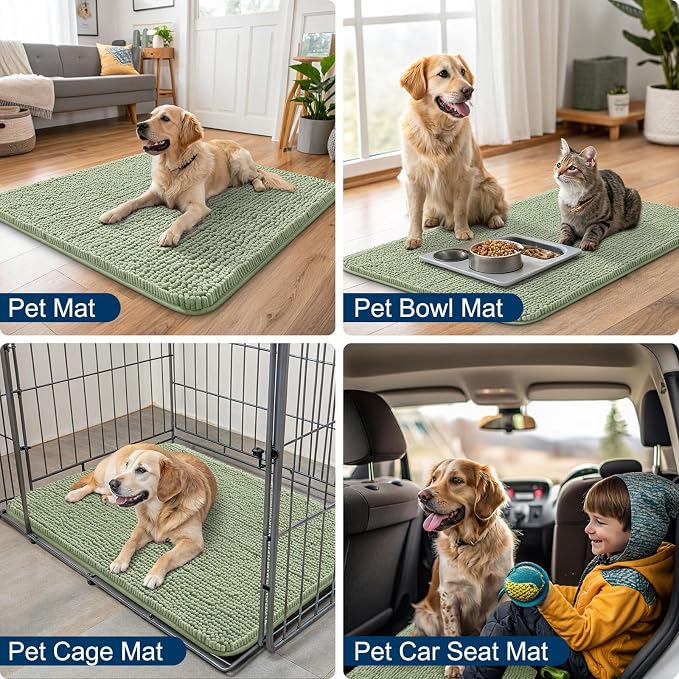 Smiry Dog Door Mat for Muddy Paws 30x20, Absorbent Dirt Trapper, Non-Slip