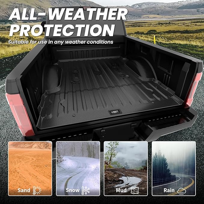 LASFIT Bed Mat 6.75ft for Ford F250 F350 F450 2017-2026 Super Duty 81.9" Truck Bed Liner, All Weather TPE Car Bed Mat for F-250 F-350 F-450, 1PC Black