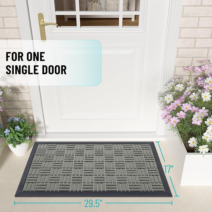 OLANLY Front Door Mat Outside Entrance 29.5x17, Heavy Duty Sturdy Natural